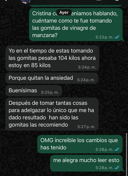 GOMAS VINAGRE SIDRA DE MANZANA + GUÍA PASO A PASO PARA BAJAR DE PESO - Upsell